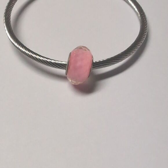 Bubble Gum Pink Faceted Charm for Pandora Style Bracelet - Picture 2 of 4